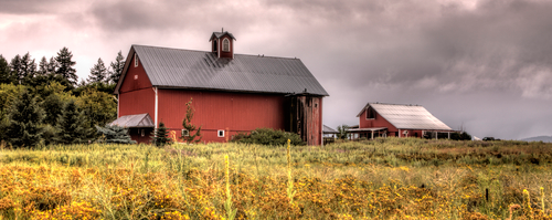 Barn and stormy sky