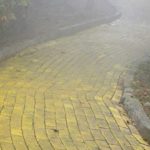 Foggy yellow brick road