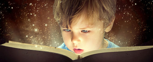 Child reading a book