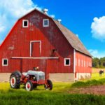 red barn and tractor