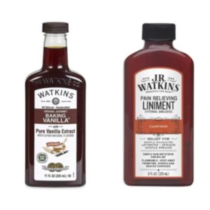 Vanilla and liniment oil bottles next to each other